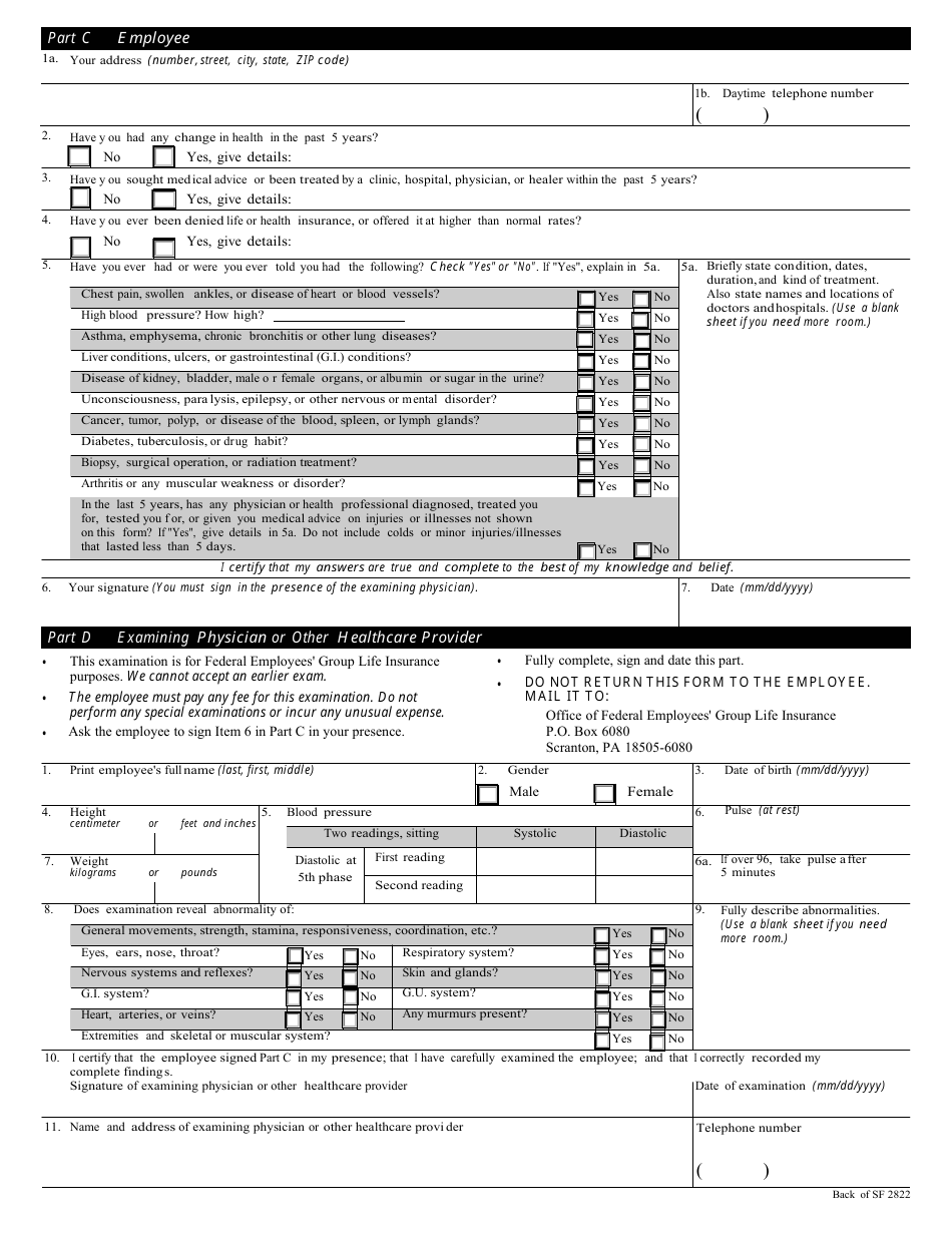 OPM Form SF-2822 - Fill Out, Sign Online and Download Fillable PDF ...