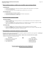 Form F-05281 Wisconsin Marriage Certificate Application - Wisconsin, Page 2