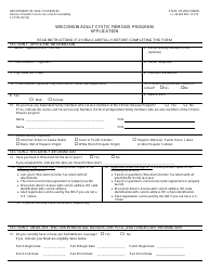 Document preview: Form F-01185 Wisconsin Adult Cystic Fibrosis Program Application - Wisconsin