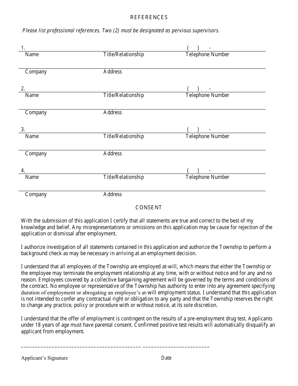 Application for Employment - Township of Lower Merion, Pennsylvania, Page 4