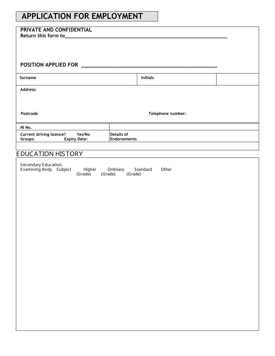 Employment Application Form - Fill Out, Sign Online And Download Pdf 