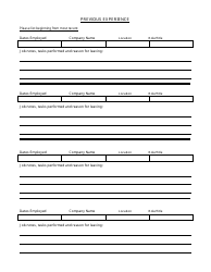 Employment Application Form - Blank, Page 2
