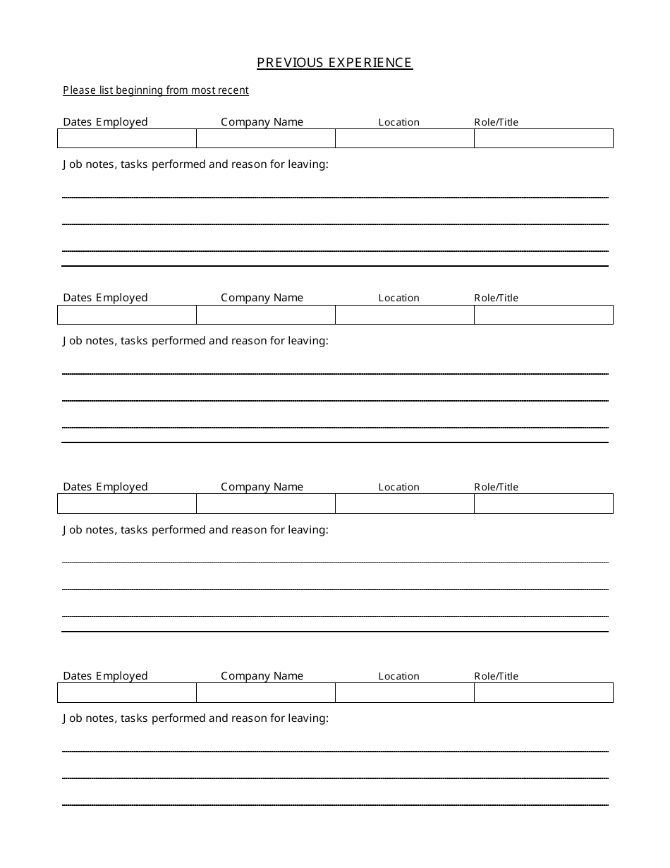 Employment Application Form - Blank - Fill Out, Sign Online and ...