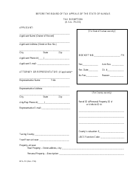 Document preview: Form BTA-TX Tax Exemption Application - Kansas