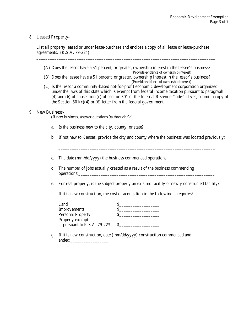 Economic Development Exemption - Kansas, Page 3