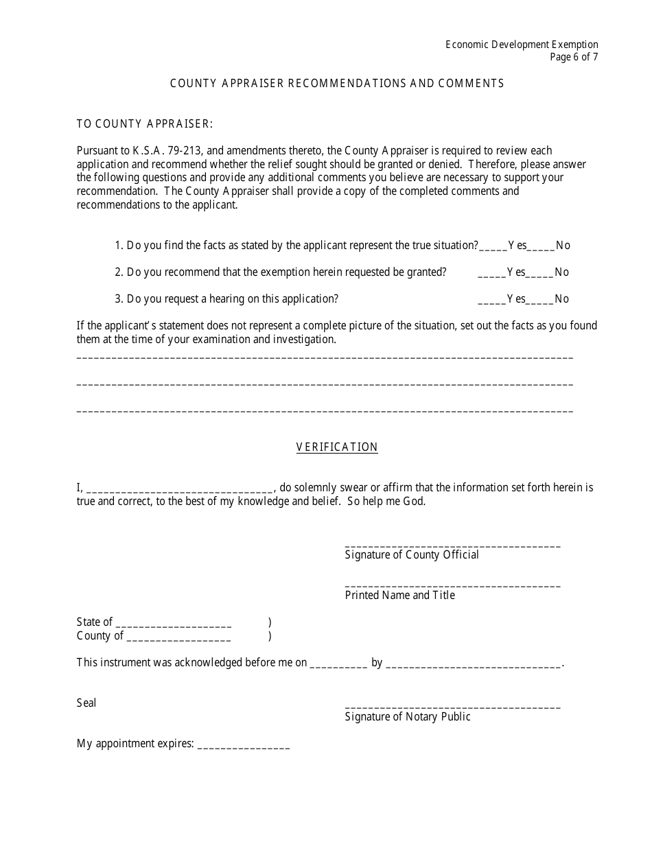 Economic Development Exemption - Kansas, Page 6