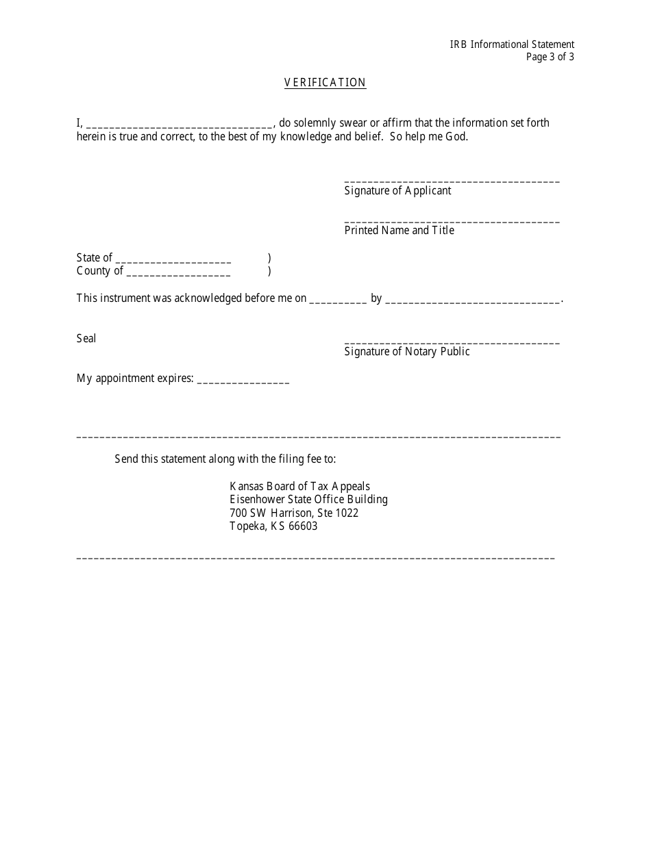 Form CTA-IRB Industrial Revenue Bond Informational Statement - Kansas, Page 3