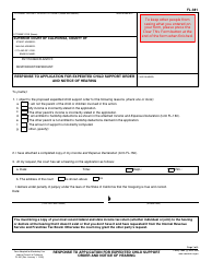 Form FL-381 Response to Application for Expedited Child Support Order and Notice of Hearing - California