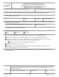 IRS Form 12277 &quot;Application for Withdrawal of Filed Form 668(Y), Notice of Federal Tax Lien&quot;