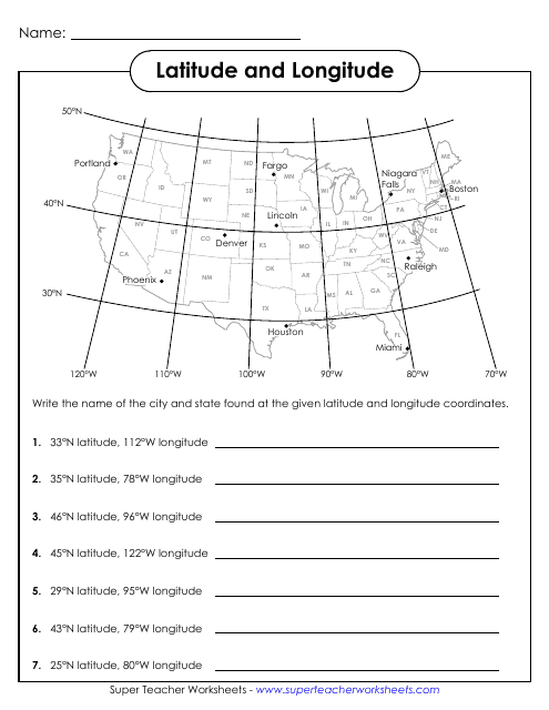 &quot;Latitude and Longitude Worksheet With Answers&quot; Download Pdf