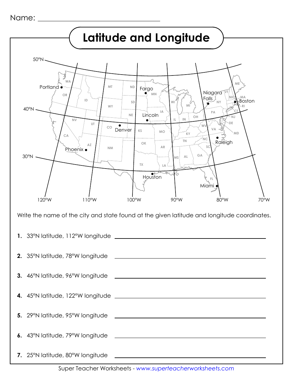 Latitude and Longitude Worksheet With Answers Download Printable In Longitude And Latitude Worksheet