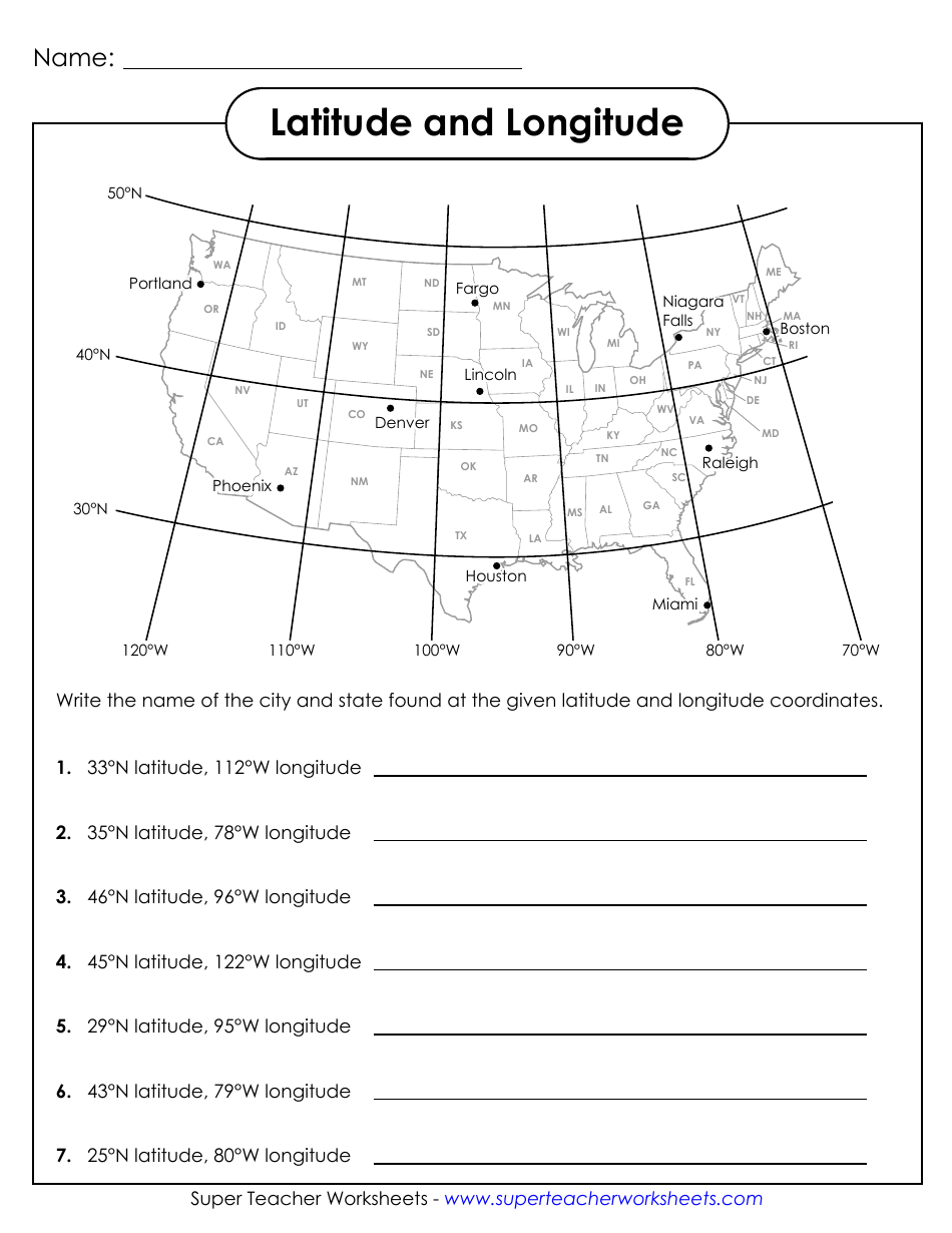 Latitude And Longitude Worksheet With Answers Download Printable PDF