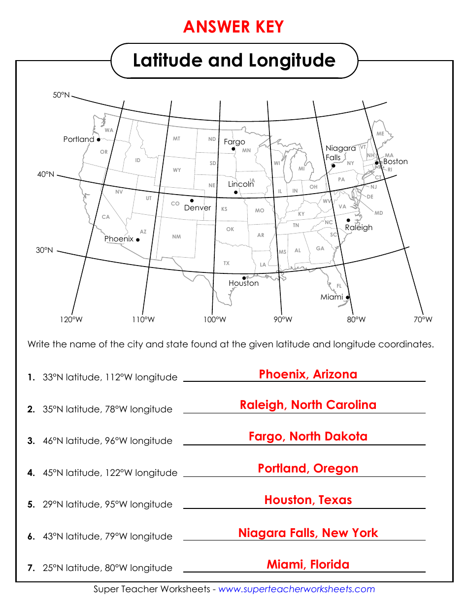 Latitude And Longitude Worksheet With Answers Download Printable PDF   Page 2 Thumb 950 