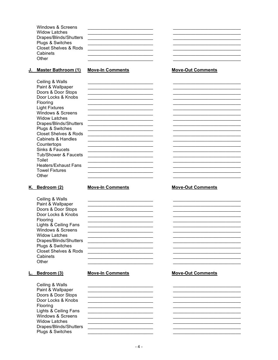 Rental Property Inventory and Condition Template, Page 4