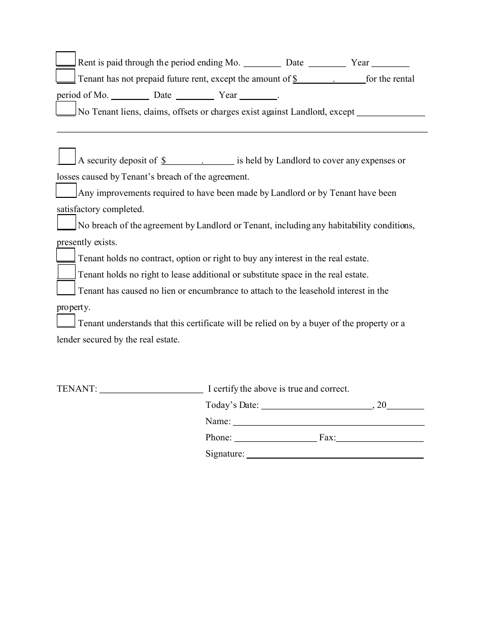 Tenant Estoppel Certificate Template - Lines - Fill Out, Sign Online ...