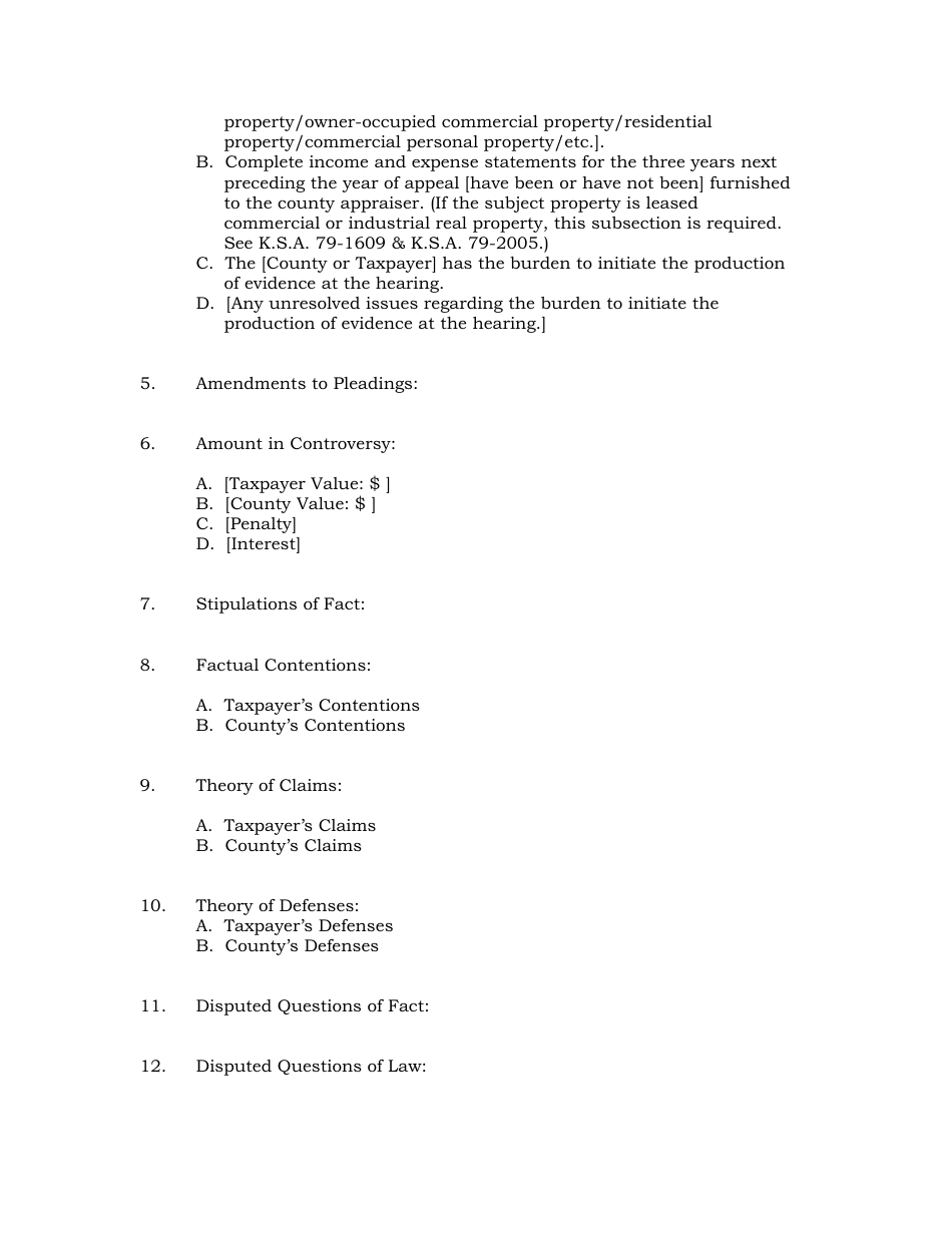 Prehearing Order - Kansas, Page 3