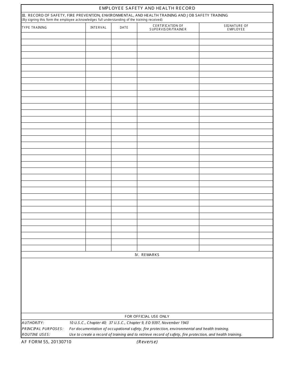 AF Form 55 - Fill Out, Sign Online and Download Fillable PDF ...