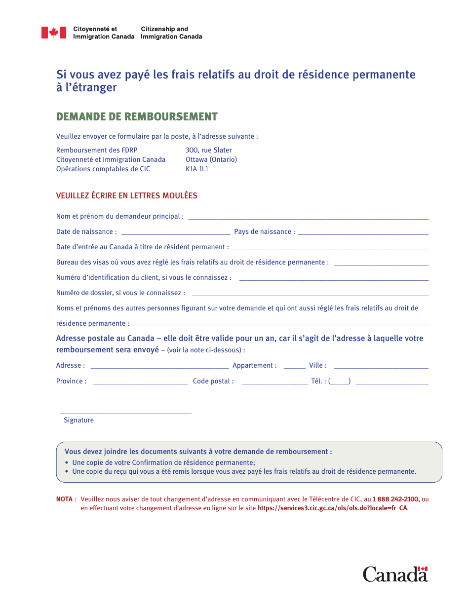 Request a Refund - Canada (French), Page 1