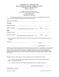 Document preview: Domestic Change of Registered Agent and/or Office Form - Nebraska