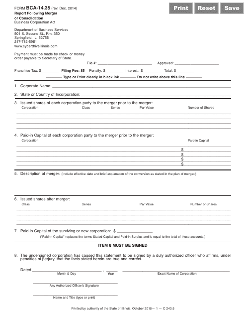 Form BCA-14.35  Printable Pdf