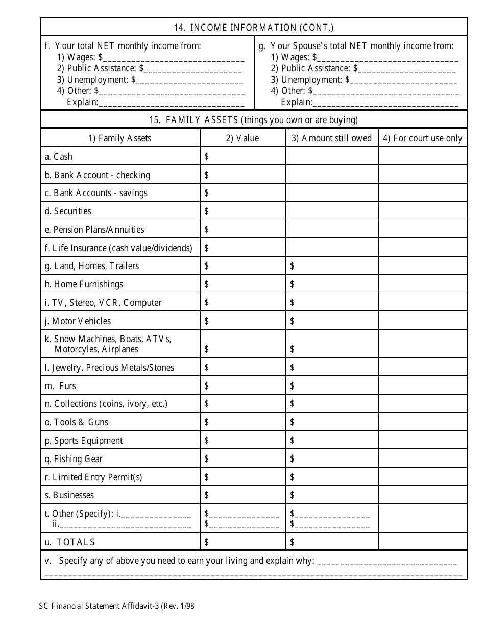 Financial Statement Affidavit - Alaska, Page 3