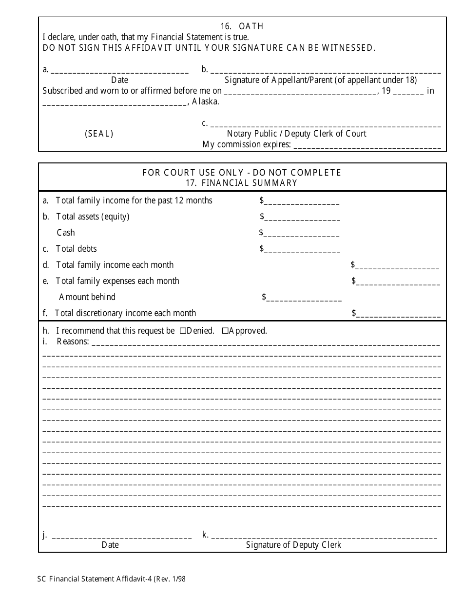 Financial Statement Affidavit - Alaska, Page 4
