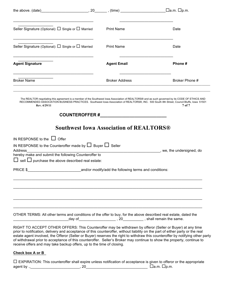 Purchase Agreement Form - Southwest Iowa Association of Realtors - Iowa, Page 8