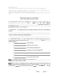 Purchase and Sale Contract for Lots and Vacant Land - Kentucky