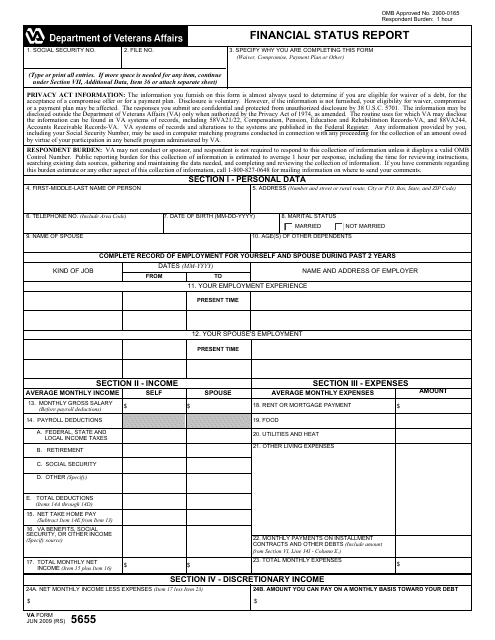 VA Form 5655 Financial Status Report