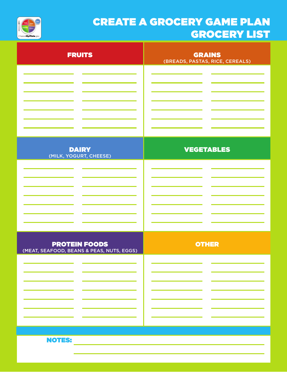 Grocery Game Plan Grocery List Template, Page 1