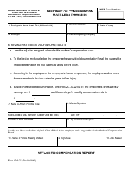 Document preview: Form 07-6175 Affidavit of Compensation Rate Less Than $154 - Alaska
