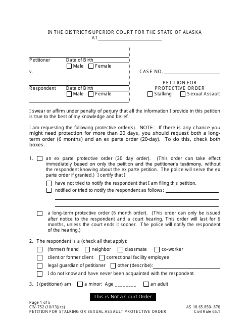 Form CIV-752  Printable Pdf