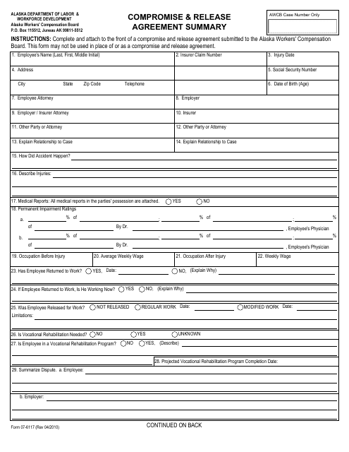 Form 07-6117  Printable Pdf