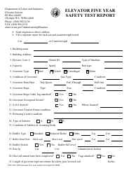 Document preview: Form F621-051-000 Elevator Five Year Safety Test Report - Washington
