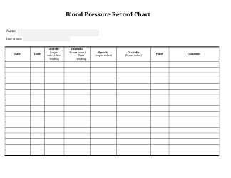 &quot;Blood Pressure Record Chart&quot;