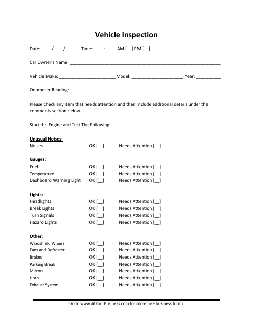 Vehicle Inspection Form
