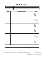 Student Supervisor Weekly Log Sheet and Reflective Assignment