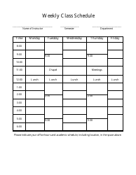 Document preview: Weekly Class Schedule Template - Table