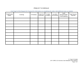 Document preview: Project Schedule Template - Common Core Standards Grant Initiative