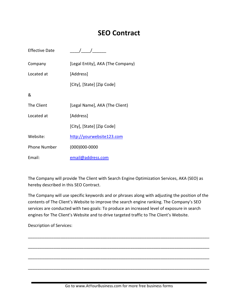 Seo Contract Template, Page 1