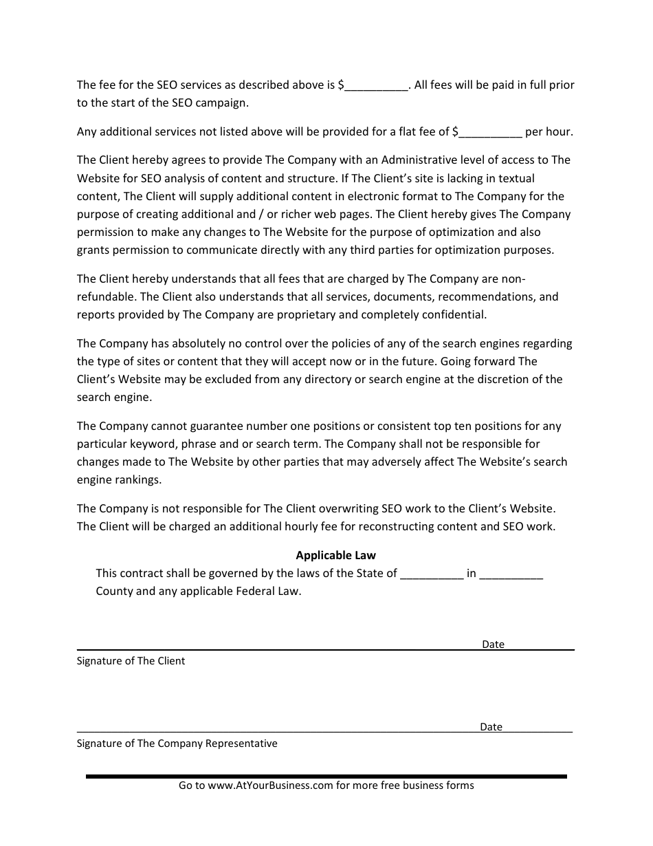 Seo Contract Template Fill Out Sign Online and Download PDF