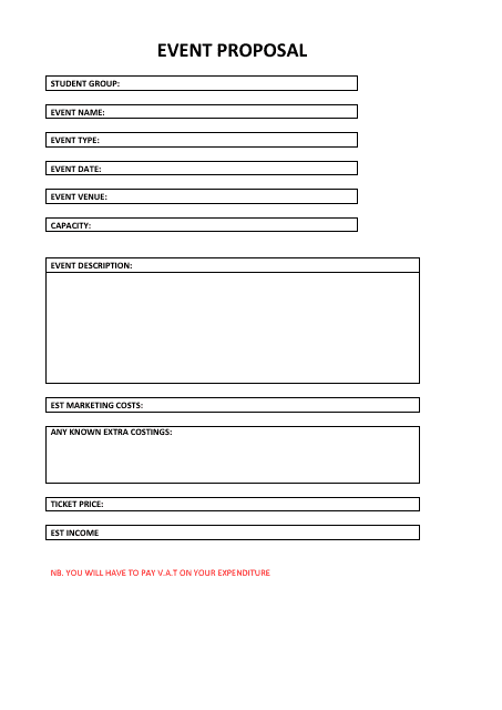 Event Proposal Template - Empty Tables