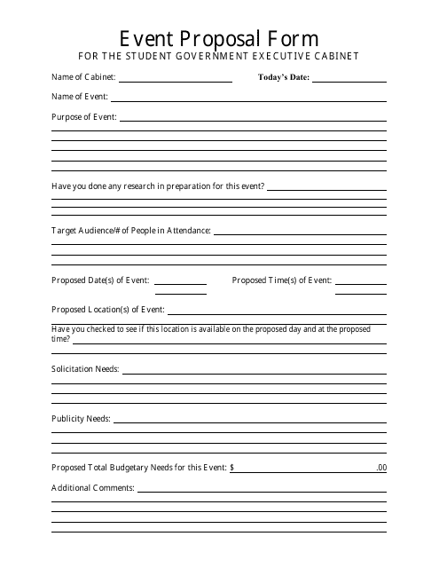 Event Proposal Template - for the Student Government Executive Cabinet
