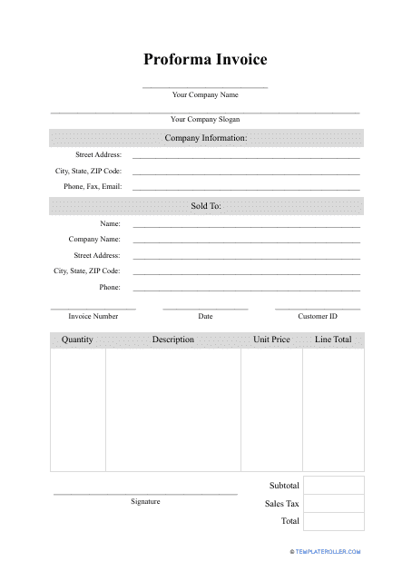 Proforma Invoice Template