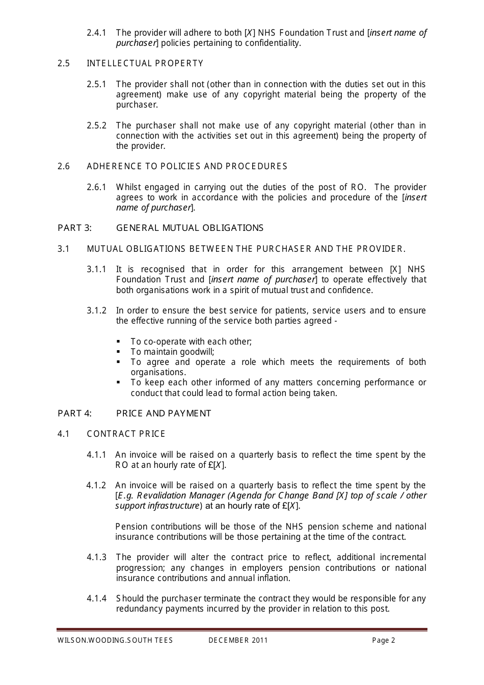 United Kingdom Service Level Agreement for Revalidation Provision ...