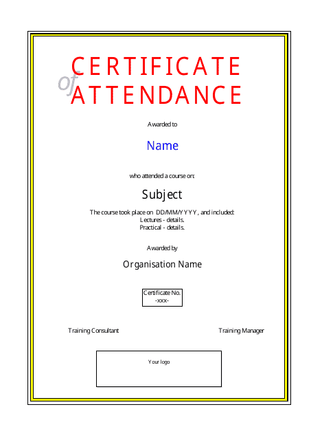 Certificate of Attendance Template - Red