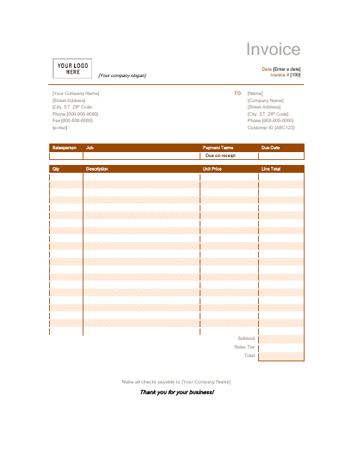 Brown Business Invoice Template Download Pdf