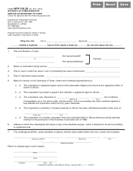 Form NFP-105.25 Affidavit of Compliance for Service on Secretary of State - Illinois