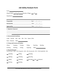 &quot;Job Safety Analysis Form&quot;