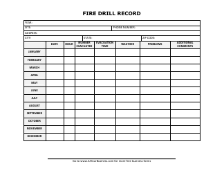 Document preview: Fire Drill Record Template